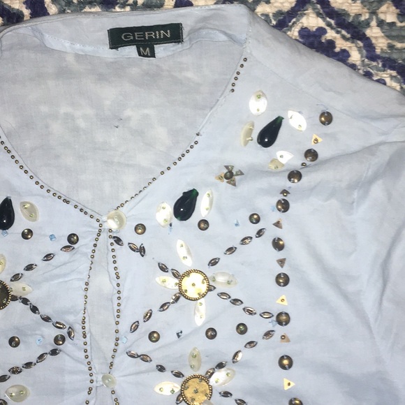 Custom BOHO Indian style tunic Kirti cover up Blue - Picture 6 of 7